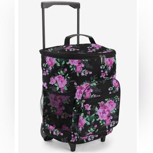 Rolling Tote Bag - Shopping Trolley - Black and Pink Floral - NWT